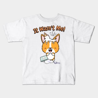 Funny corgi got caught stealing ice cream Kids T-Shirt